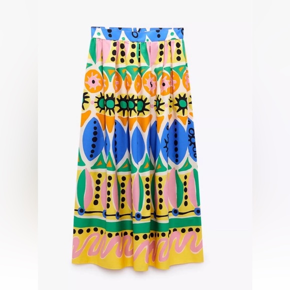 Zara Printed 2pc Co Ord Skirt Set halter top Size Small/Skirt XS NWT - Picture 10 of 15